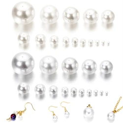 10-300Pcs 4-30mm White ABS Imitation Pearl Half Hole High-gloss Beads for DIY Necklace Earrings Pendants Jewelry Making Supplies