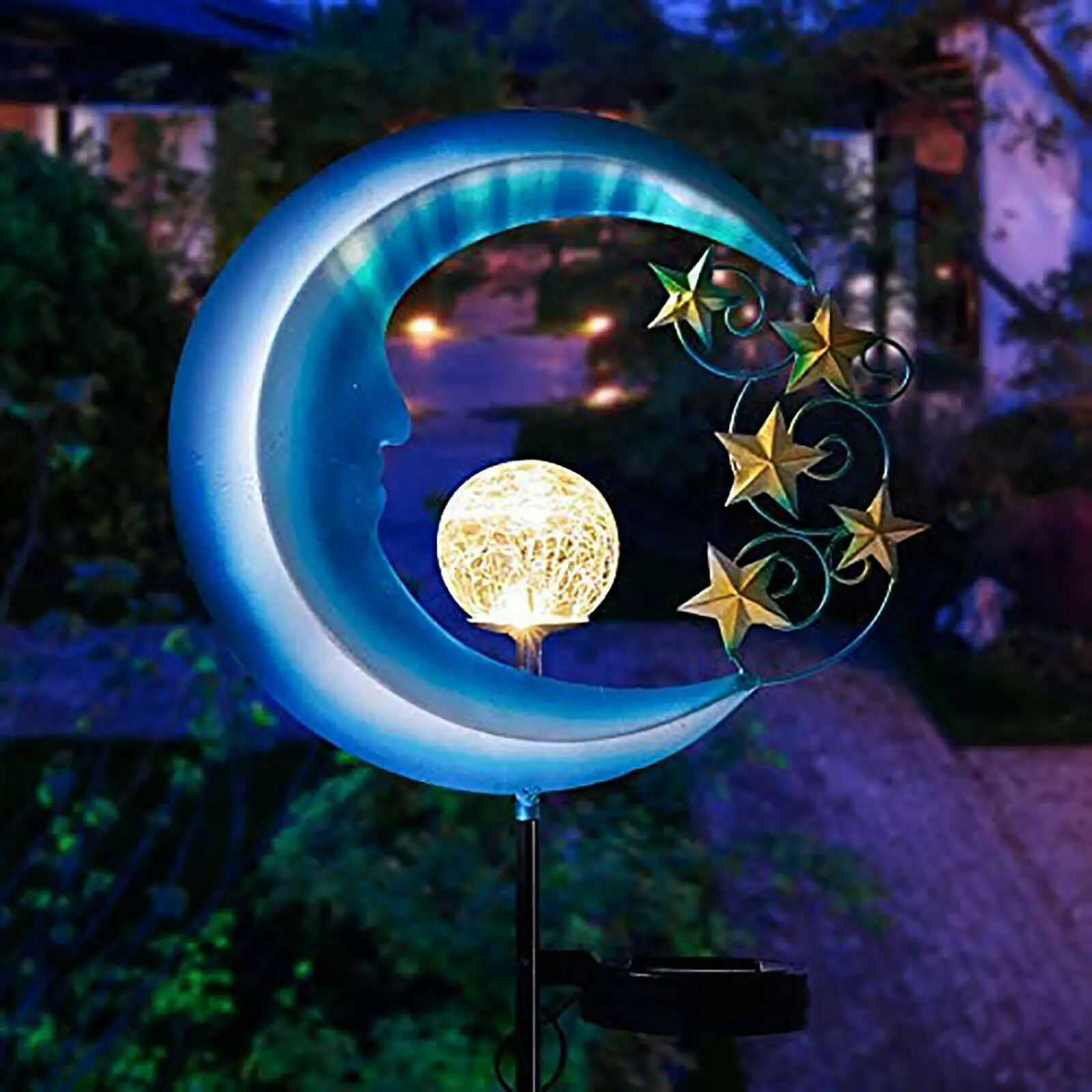 Moon Shape Garden Solar Light, Outdoor Decorative Solar Lights, Waterproof LED Pathway Lighting for Lawn, Patio, Yard Decoration