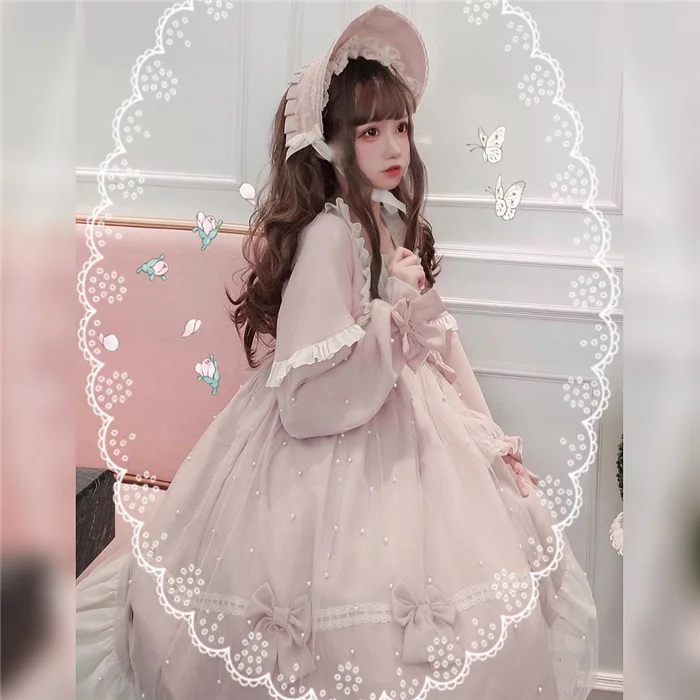 Ngọt Ngào Công Chúa Lolita ĐẦM Vintage Falbala Nơ Tay Phồng Cao Cấp Victoria Đầm Kawaii Cô Gái Gothic Lolita Op Loli