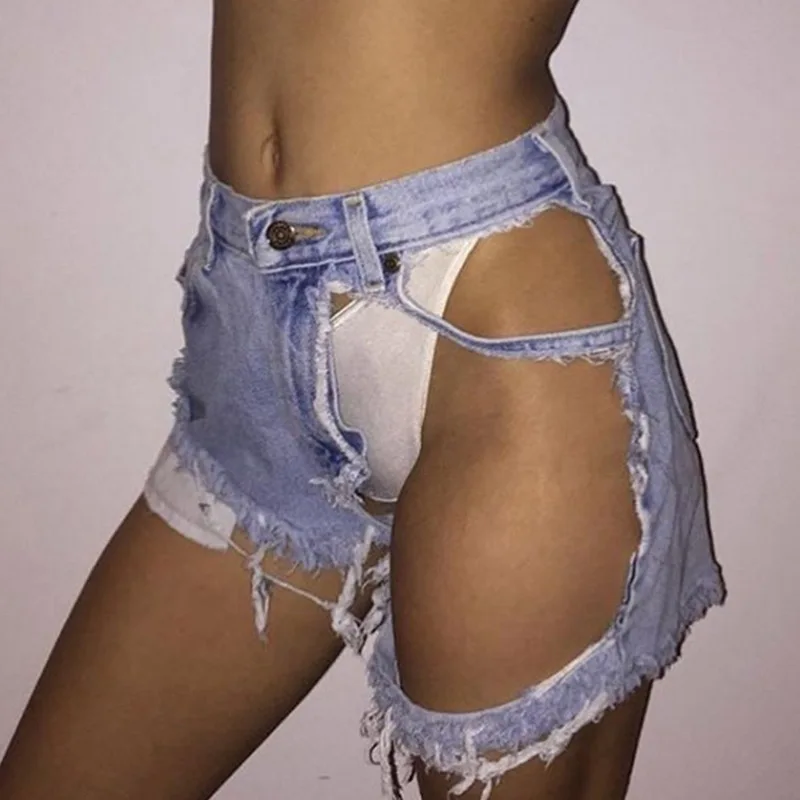 Sexy Hole Hotpants lato wysokiej talii w trudnej sytuacji seksowne szorty dżinsowe damskie zgrywanie krótkie spodnie damskie Vintage Mini spodenki Booty Jeans