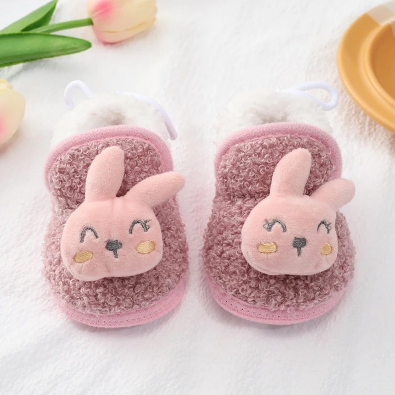 Baywell Sepatu Bot Hangat Berbulu Anak Perempuan Anak Laki-laki Bayi Kartun Lucu Sepatu Kamar Tidur Dalam Ruangan Balita Nyaman First Walker 0-18M