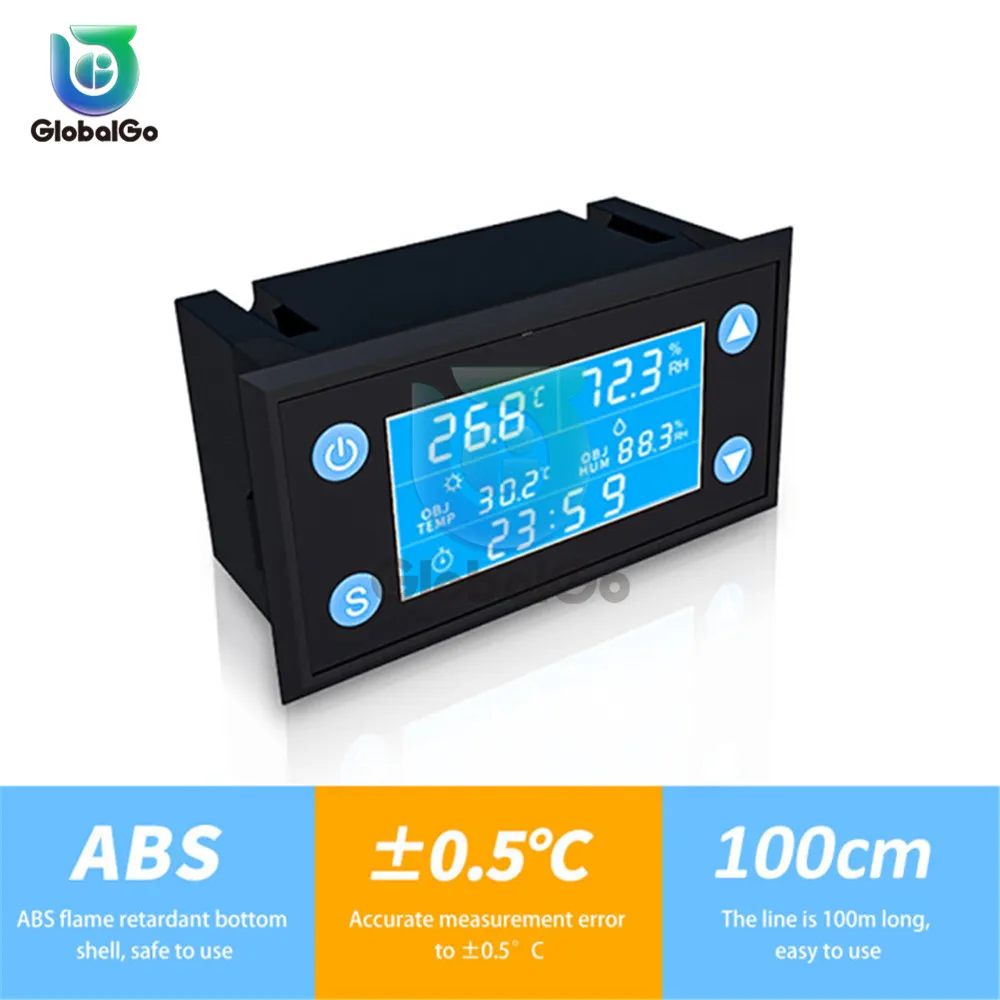 W1212 AC 220V LCD Digital Temperature Humidity Controller Timer SHT20 Sensor Probe for Incubator Aquarium Thermostat Humidistat