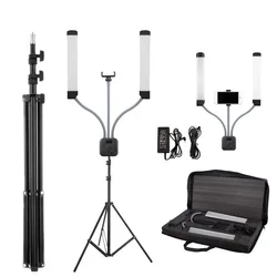 Selens Double Arms LED Photography Selfie Light Bi-color Dimmable With Phone Tripod Stand Holder For Youtube Makeup Live Stream