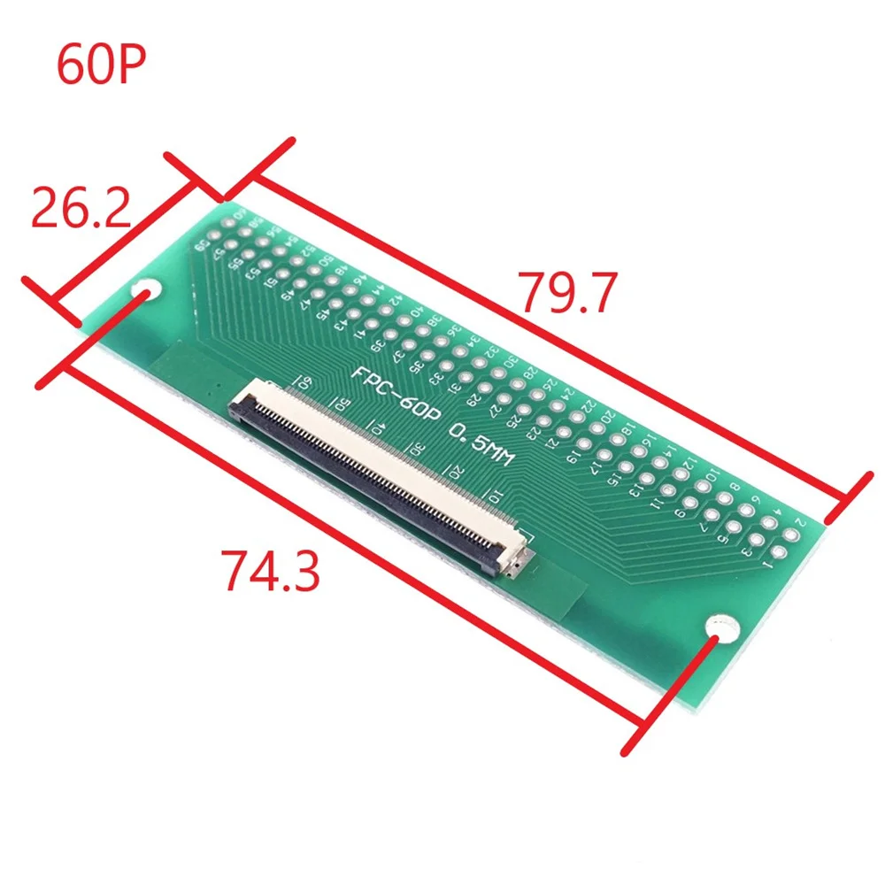 

20 pcs DIY 60 PIN 0.5mm FFC FPC Connector adapter to 2.54mm Space 1' pitch through hole DIP PCB adapter solder