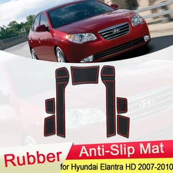 for Hyundai Elantra HD 2007 2008 2009 2010 Rubber Anti-slip Mat Door Groove Cup pad Gate slot Coaster Interior Car Accessories