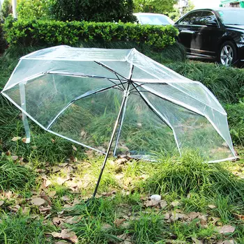 투명 접이식 비자동 우산 남성용 물결무늬 블랙 비즈니스 우산 여성용 플라스틱 투명 파라솔 8 best sales 스테인드글라스 우산 - №3