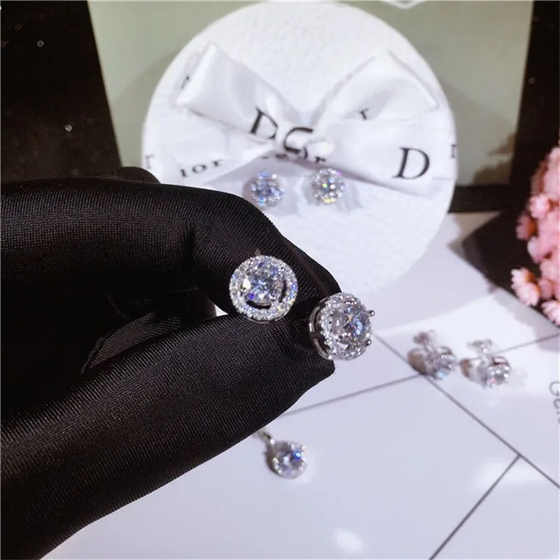 Jewelry Sets For Women 925 Silver Needle Necklaces Pendant Stud Earrings Zirconia Bridal Wedding Engagement Accessory CCAS229