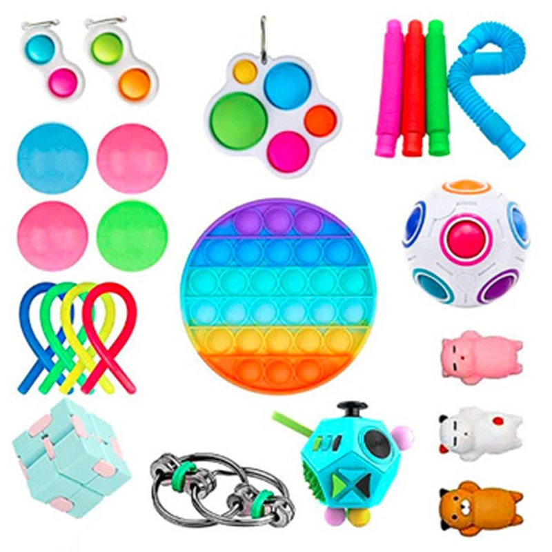 23PCS Fidget Toys Pack Antistress Set Stress Reliever Toys Squishies New Push Bubble Autism Special Need for Adults Children