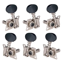 6x Replace Guitar Machine Heads Knobs Guitar String Tuning Pegs Machine Head Tuners 3L 3R for Acoustic, Electric Guitar (Black)