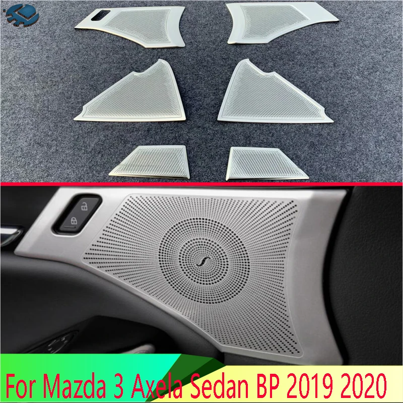 

For Mazda 3 Axela Sedan BP 2019 2020 Stainless Steel Speaker Cover Interior Trim Side Door Stereo Bezel Collar Ring Garnish