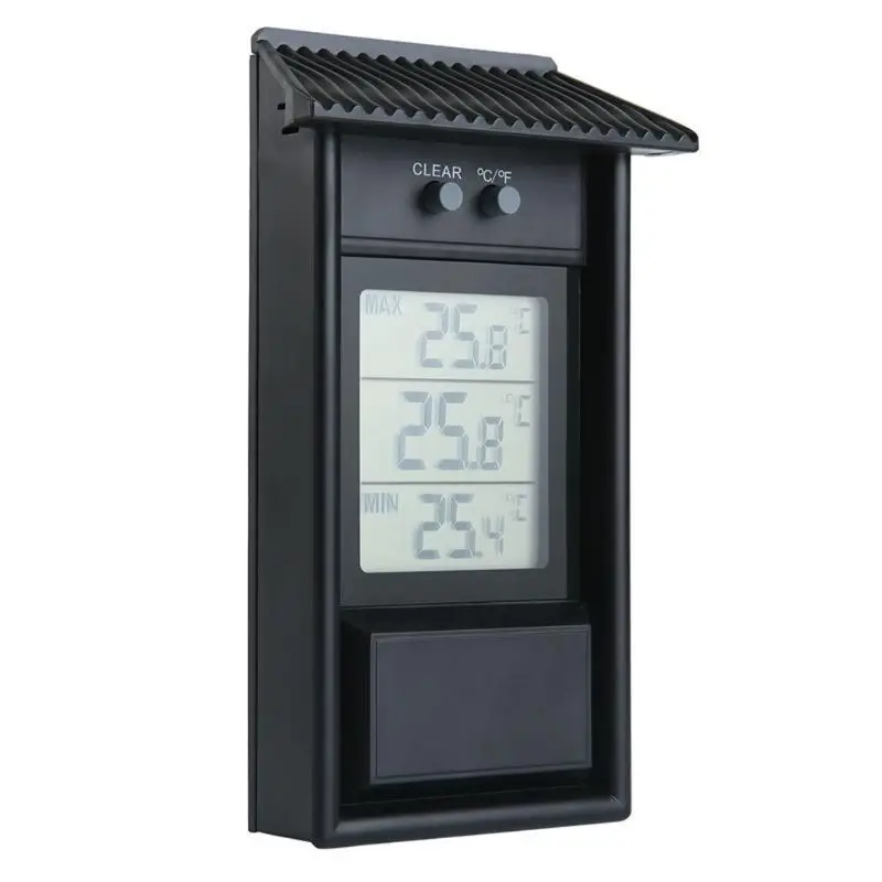 Termómetro Digital LCD impermeable para interior/exterior, medidor de temperatura de pared para invernadero de jardín, pantalla de valor máximo mínimo-20 ~ 50C