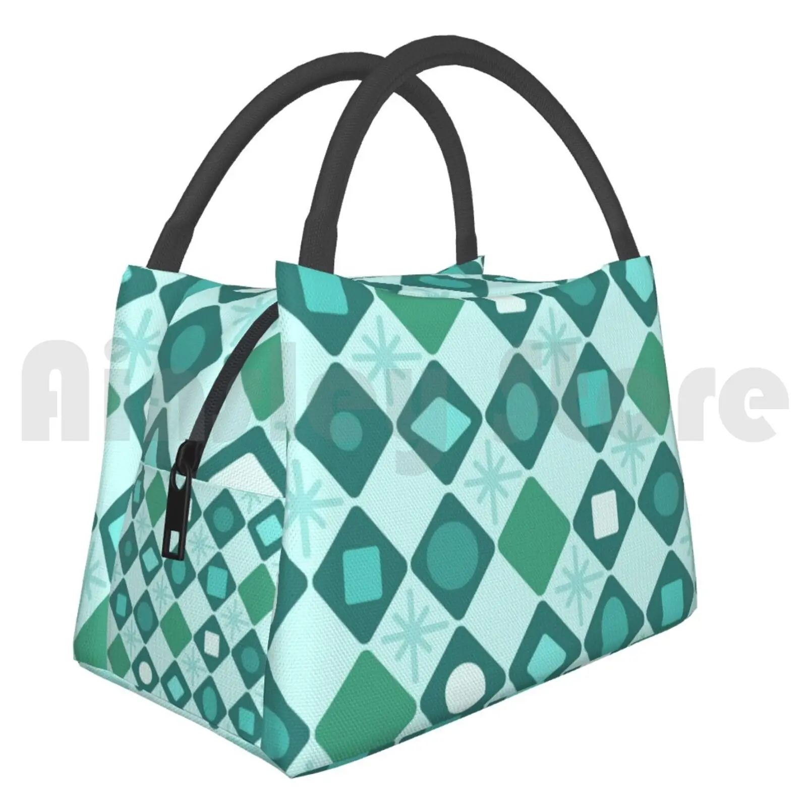 Cooler Lunch Bag Picnic Bag Mid Century Modern Turquoise Diamonds Mid Century Modern Midcentury Modern Vintage