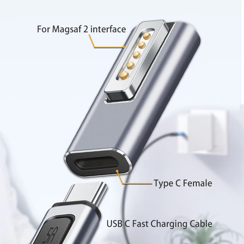 Dc Power Adapter Connector for Macbook Air Pro USB Type C Magnetic Plug Adapter for Magsaf* 1/2 5.5*2.1mm Female Dc Power Jack