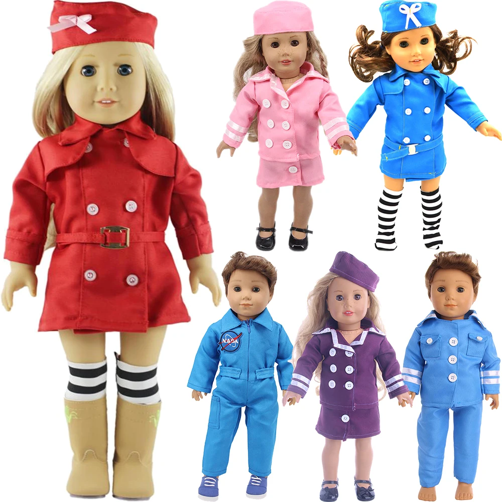 Handmade 3 Pcs/Set Uniform For 18 Inch American Doll Girl Toy 43 cm Born Baby Clothes Accessories Our Generation Nenuco