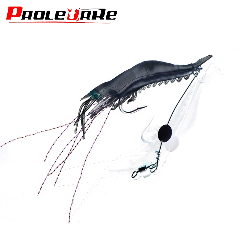 1Pcs Quality Luminous Soft Fishing Lure 75mm 5.5g Fake Shrimp Floating Shaped Lure Hook Bait Bionic Artificial Shrimp with Hook