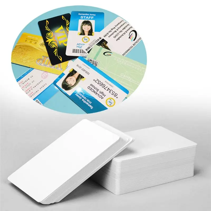 

100Pcs Premium White Blank Inkjet PVC ID Cards White Plastic Double Sided Printing DIY ID Badge Cards