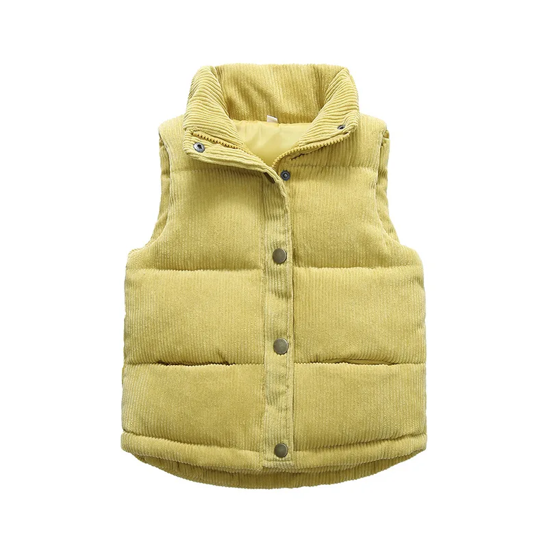 Children Warm Vest Jacket Coat Autumn Boy 2024 New Girls Thicken Corduroy Outerwear Winter Toddler Teenager Clothing Coats 2-10Y