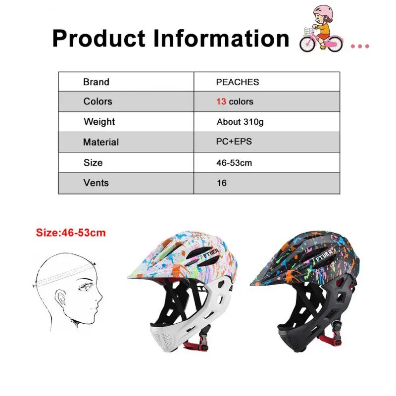 Casco de cara completa desmontable para niños, casco de seguridad deportivo para niños, Scooter, bicicleta de montaña, equipo de bicicleta al aire libre