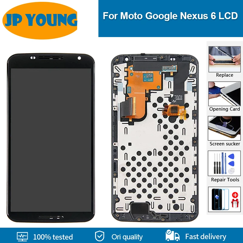 

5.96" Original AMOLED lcd For Motorola Google Nexus 6 LCD Touch Screen Digitizer Assembly For Moto Nexus 6 XT1100 XT1103 Display