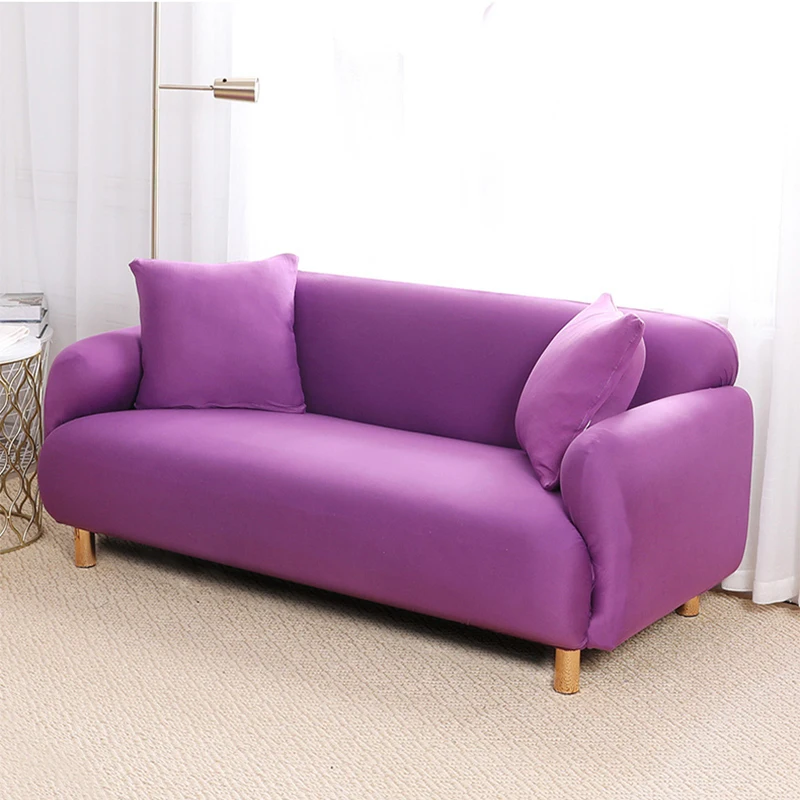 Soft High Elastic Non-Slip Sofa Cover Modern Simple Purple Nordic Fashion Solid Color Style 1 2 3 4 Seat Living Room Adjustable