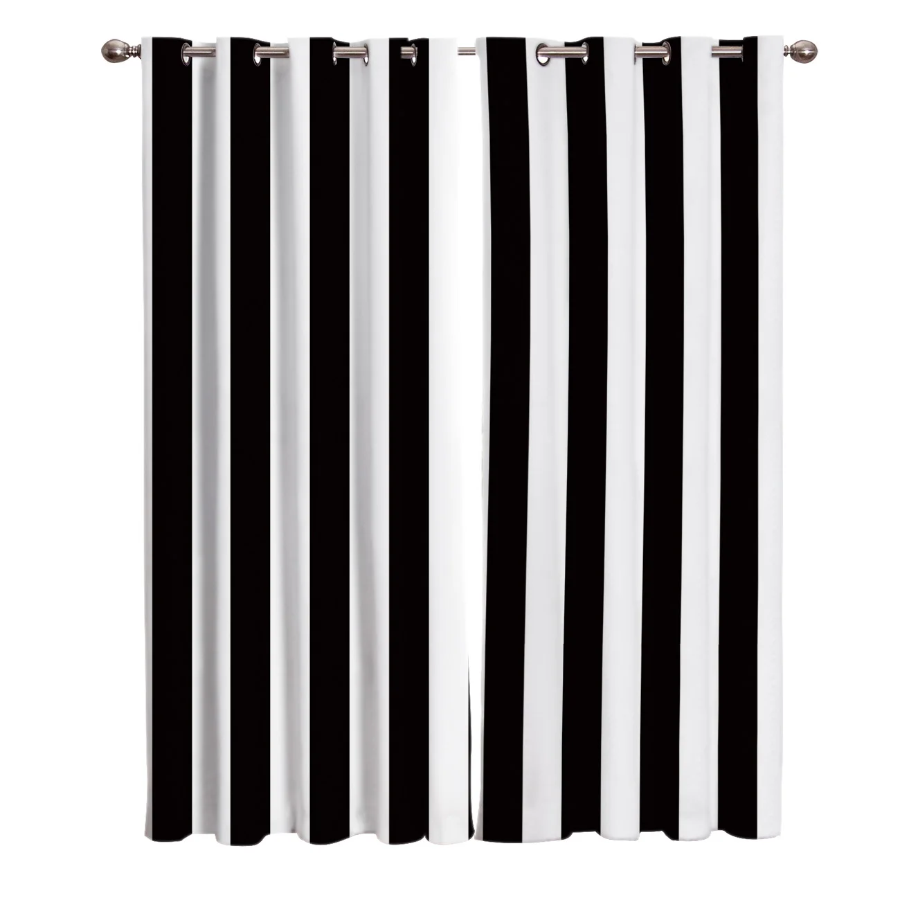 Simple Black And White Stripes Curtains Decor Swag Kids Room Curtain Panels With Grommets Window Treatment Valances Window