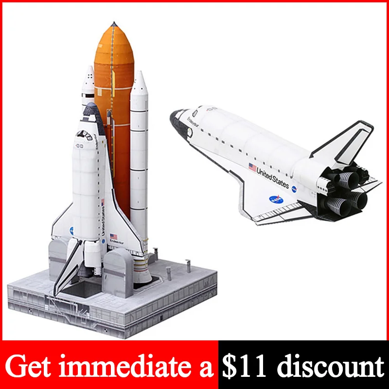 Realistic Version Space Shuttle Fuel Tank and Rocket Set,Origami 3D Paper Model Papercraft Art DIY Adult Craft Toys ZX-003