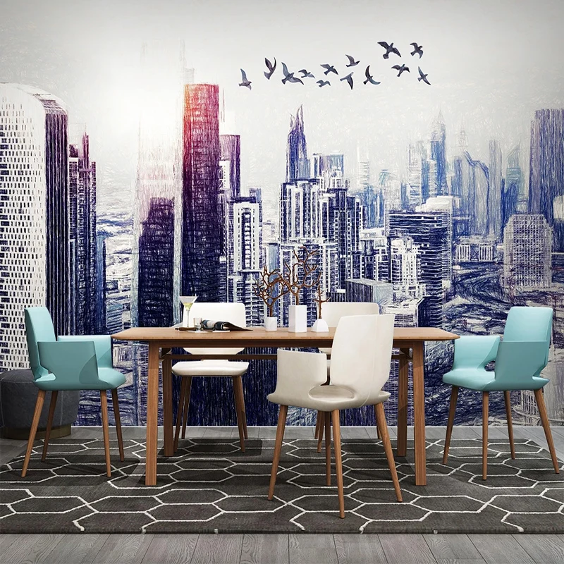 

Custom 3D Photo Mural Wall Wallpaper Hand Painted City Building Nordic Modern Bedroom Study Living Room Papel De Parede Tapety