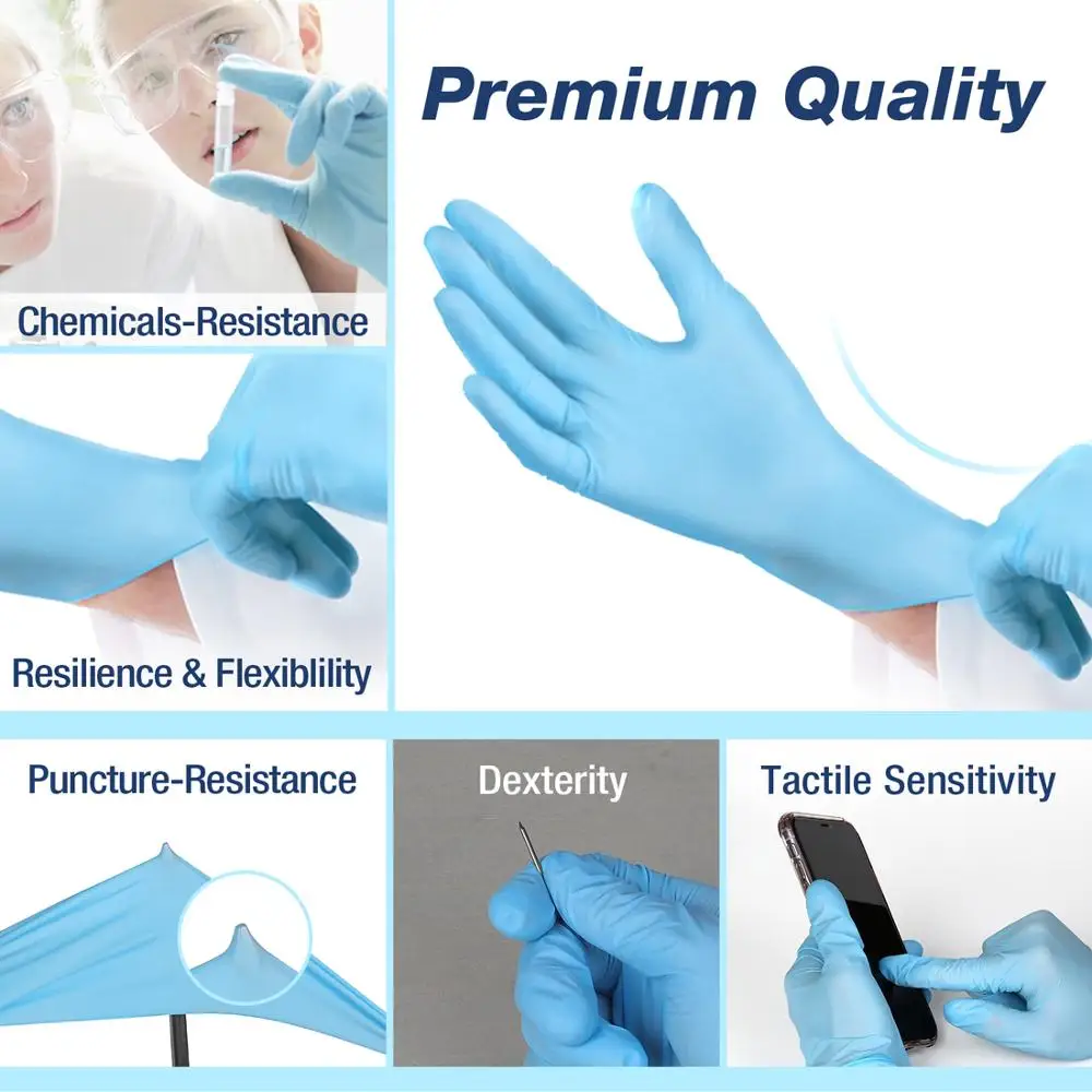 Nitrile Gloves Blue 100pcs/lot Food Grade Waterproof Allergy Free Disposable Work Safety Gloves Nitrile Gloves Mechanic