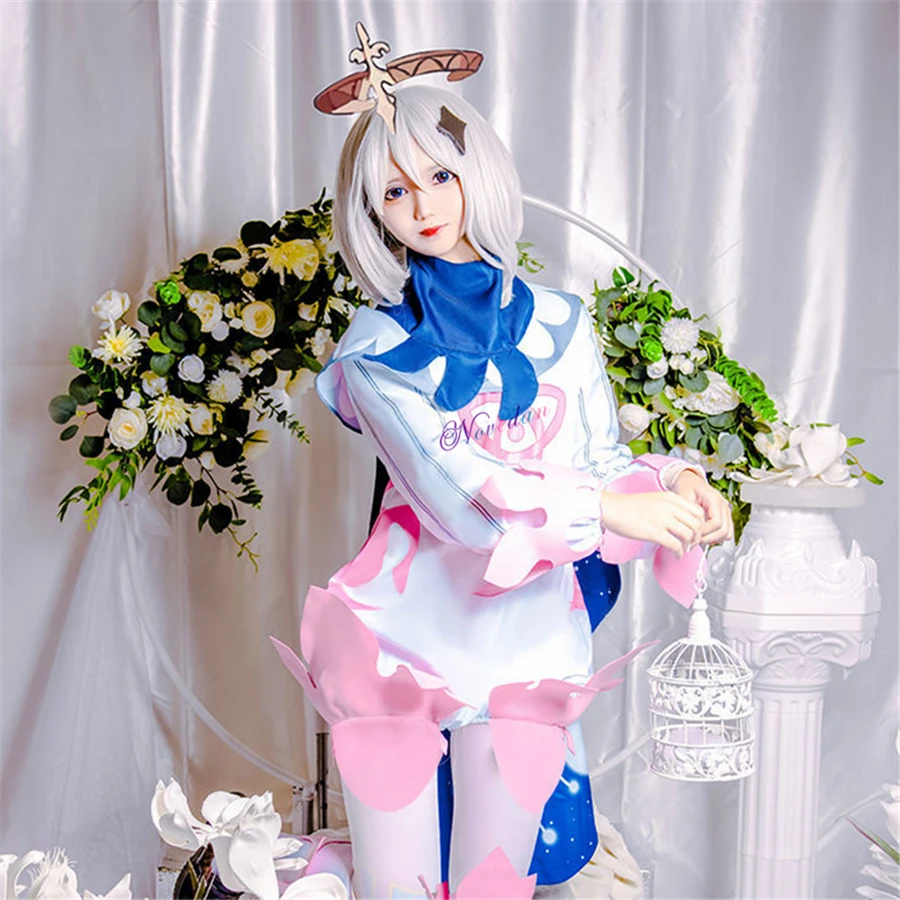 Paimon Cosplay Lolita Dress Cute Anime Jumpsuits Women One-Piece Bodysuit Uniform Party Halloween Costume