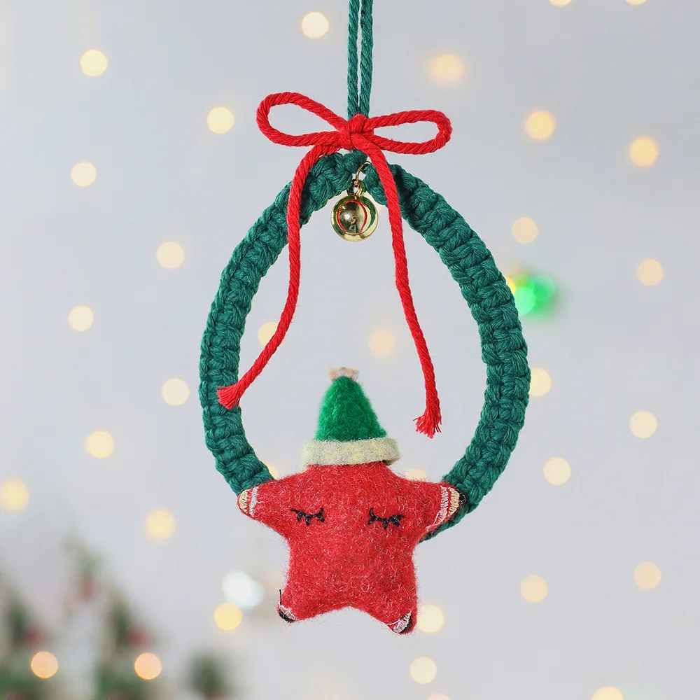 North European wall Christmas tree door woven pendant decoration background layout household net red wall Christmas decoration