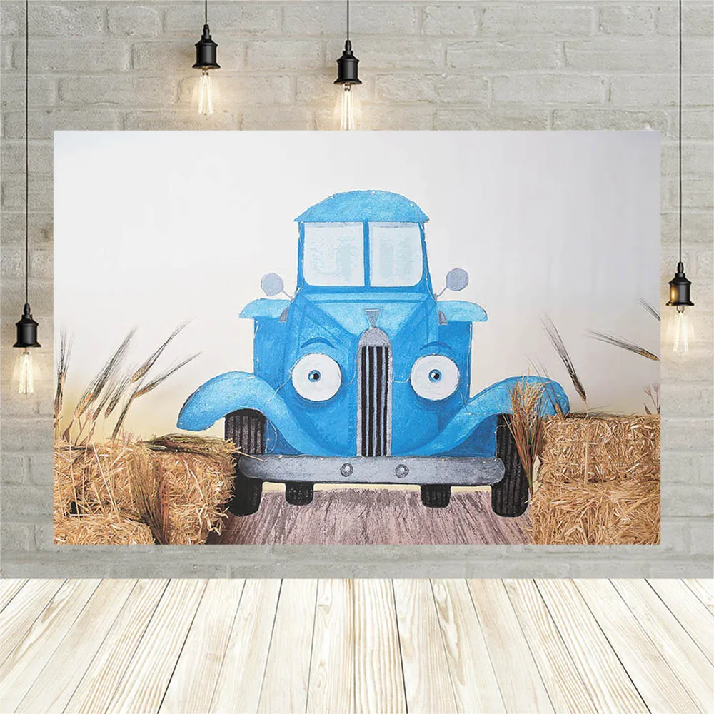 

Avezano Farm Blue Car Background For Photography Autumn Haystack Wheat Boy Birthday Cake Smash Backdrop Photo Studio Photozone