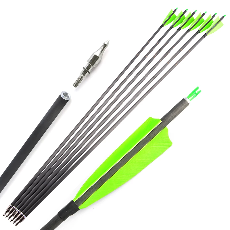 6/12pcs Archery Carbon Arrows 4inch Turkey Feather 35inch Spine 400 Recurve Compound Hunting Bow Shooting Hunting Accessories