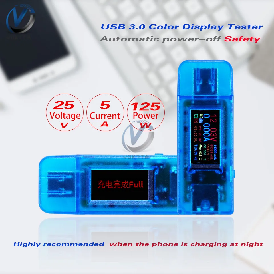 24 in 1 USB Tester QC3.0 Digital Display Voltage Current Capacity Watt Resistance Monitor Quick Charger with PowerOff Protection