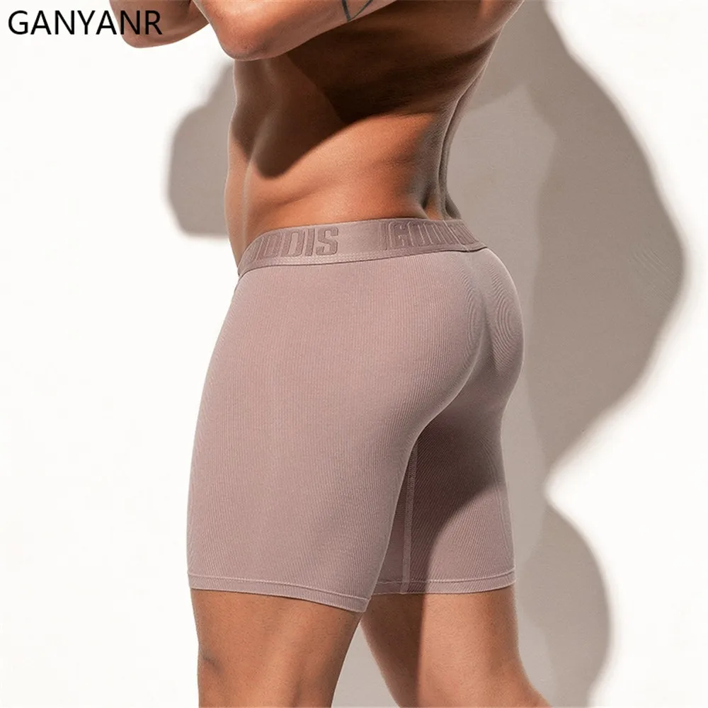 GANYANR Running Tights Men Gym Sportswear Compression Shorts Leggings Fitness Sport Basketball Sexy Yoga Training Workout Pouch