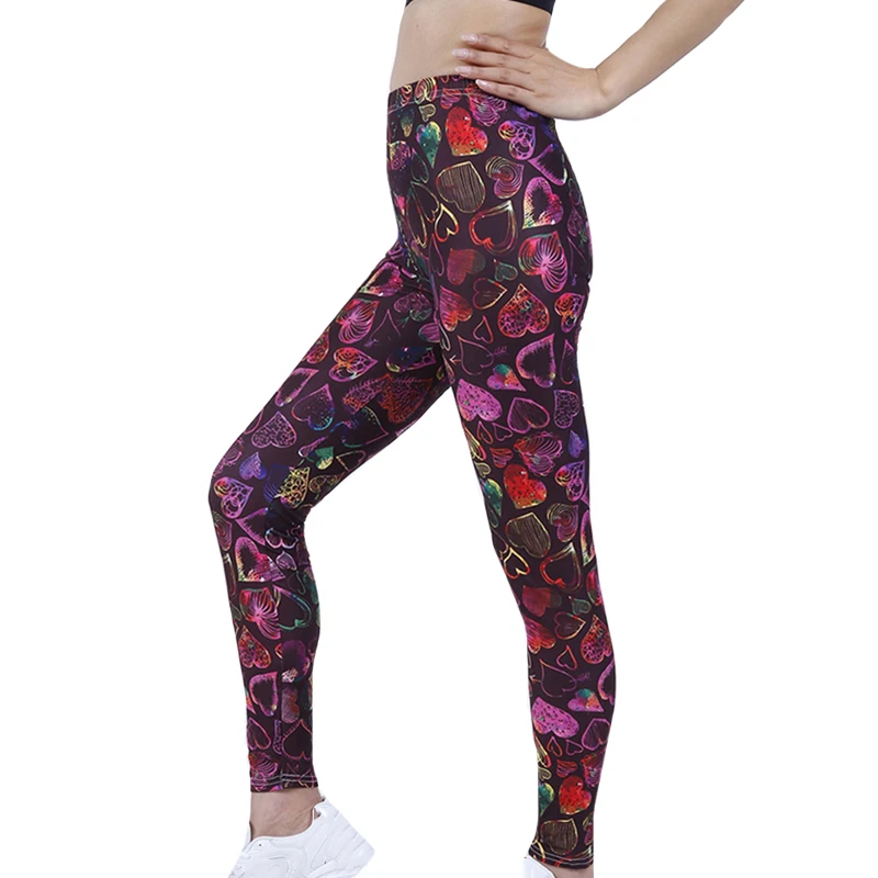 Chsdcsi workout leggings ginásio elástico vermelho colorido amor impressão esportes leggins moda feminina calças de verão cintura alta macio