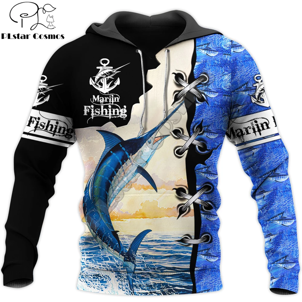 Love Marlin Fishing 3D All Over Printed Mens Autumn Hoodie Sweatshirt Unisex Streetwear Casual Zip Jacket Pullover KJ597