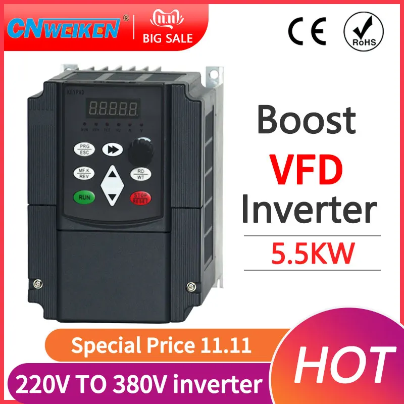 Imagem -02 - Vfd Inversor Conversor de Frequência Monofásica 220v Entrada Fase 380v Saída para o Motor 4kw 5.5kw 7.5kw 11kw 400hz