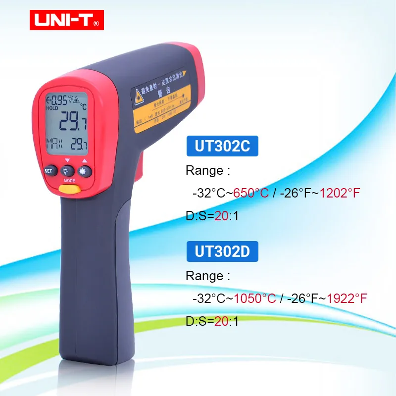 

UNI-T UT302A UT302C UT302D Non-Contact Digital Thermometer Handheld Infrared Temperature gun 100% original