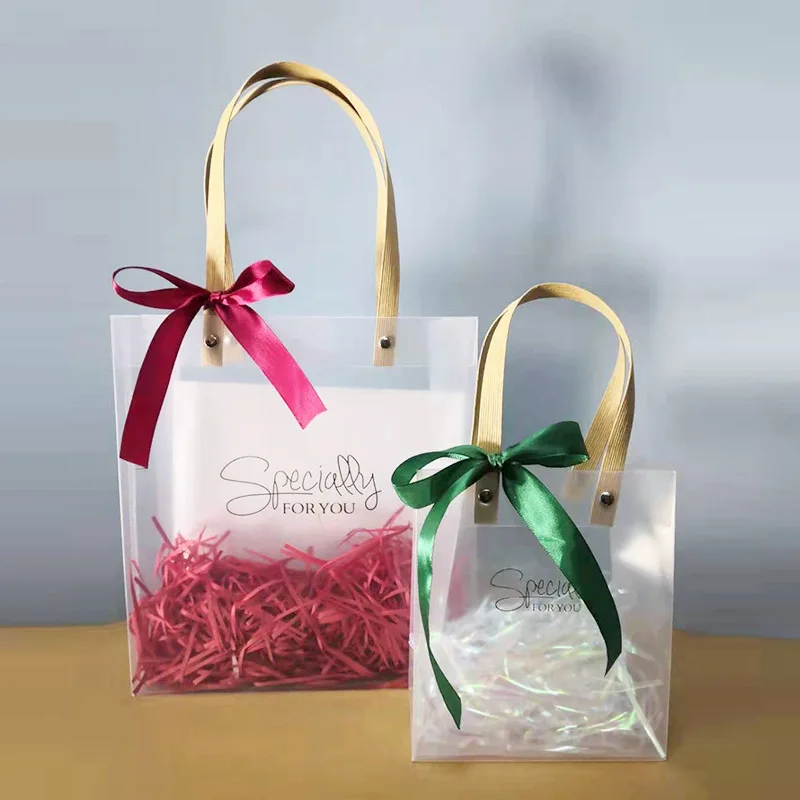 

PVC Transparent Gift Bag with Handles Birthday Party Decor Supplies Wedding Souvenir Tote Bag Wedding Candy Box Packaging Bags