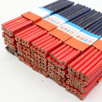 10pcs Of Two-Color Blue And Red Line Round Carpentry Pencils For Office Drawing Writing Marker Pen Engineering Wooden Pen