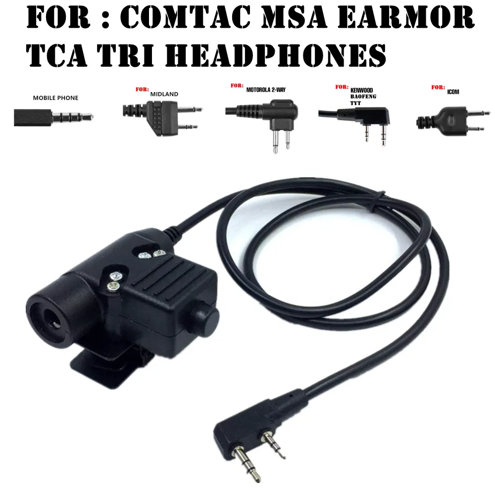 Accesorio de auriculares tácticos U94 PTT para COMTAC MSA EARMOR TCA, triauriculares para radio baofeng icom midland motorola YEASU