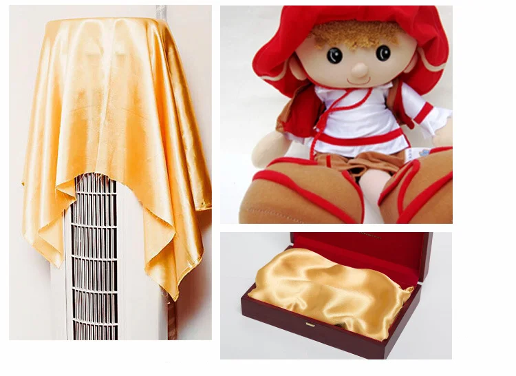 Imitierter Seidensatin-Stoff auf dem Hof, Futterstoffmaterial zum Nähen von Kleidern, Vorhängen, einfarbig, Schwarz, Weiß, Blau, Gold, Grün – Detail 4