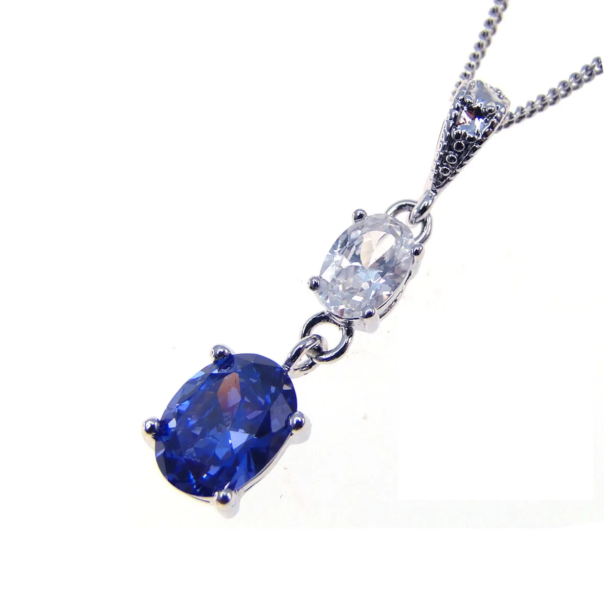 Tanzanite Pendant with White Topaz in Brass Gift Giving