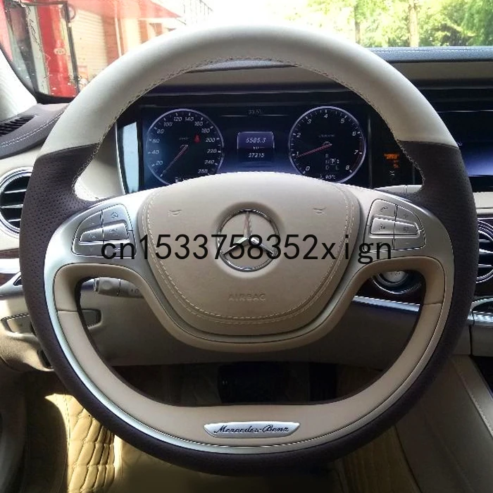 For Mercedes Benz Maybach S-class S320 / s350l / s400l / s600l DIY hand sewn leather steering wheel cover car wheel cover