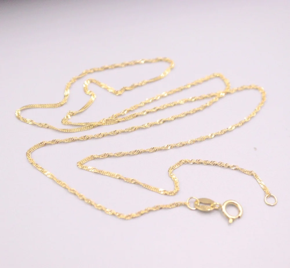 

AU750 Pure 18K Yellow Gold Chain 0.9mm Wide Singapore Necklace 1.2g / 17.7inch For Women Lucky Gift