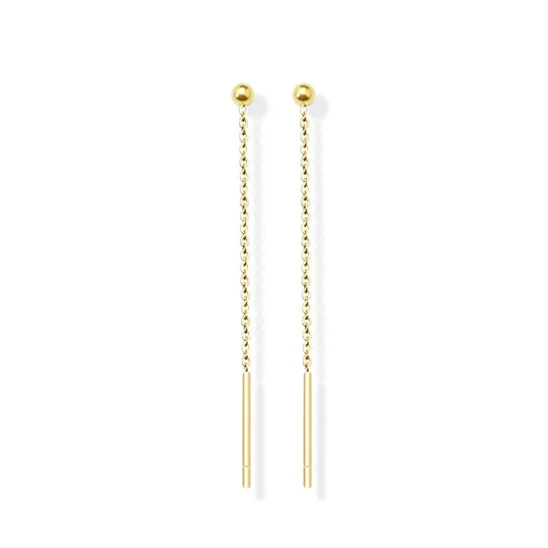 Simple Stylish Thin Drop Earrings For Women Lovely Beads Golden Piercing Earring Line Chain Elegant Cute Dangle Ear Accessories