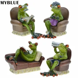 Animal Resin Frog Figurine Miniature MYBLUE 2Pcs/Set Kawaii Garden Enjoy Life Couple Nordic Home Room Decoration Accessories