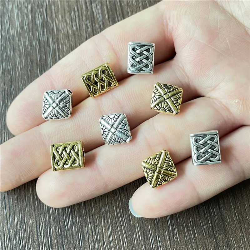 

JunKang 15pcs square pattern perforated beads connectors jewelry making DIY handmade bracelet necklace accessories wholesale