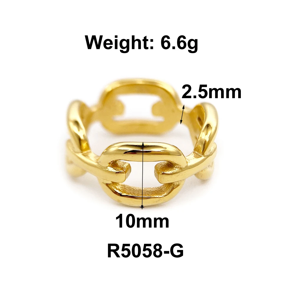 Classic Design Chain Shape Beautiful Woman Ring Stainless Steel Brand Ring Gold Color Engagement Jewelry For Women Anillos Mujer