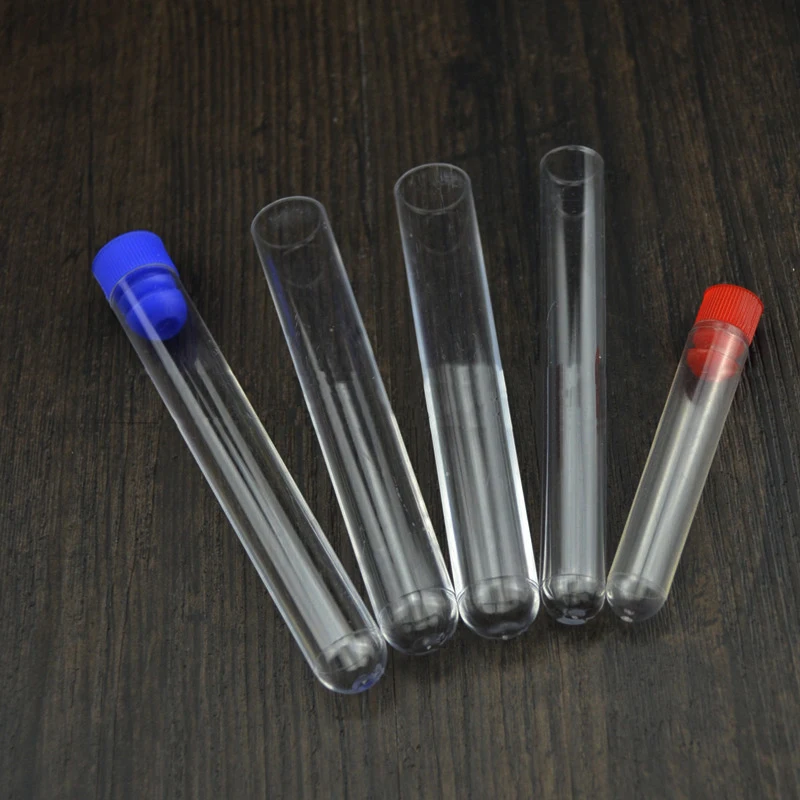 10pcs/lot  12x100mm Plastic test tube with color cap PS labware for scientific experiment transparnt lab tube U-shaped bottom